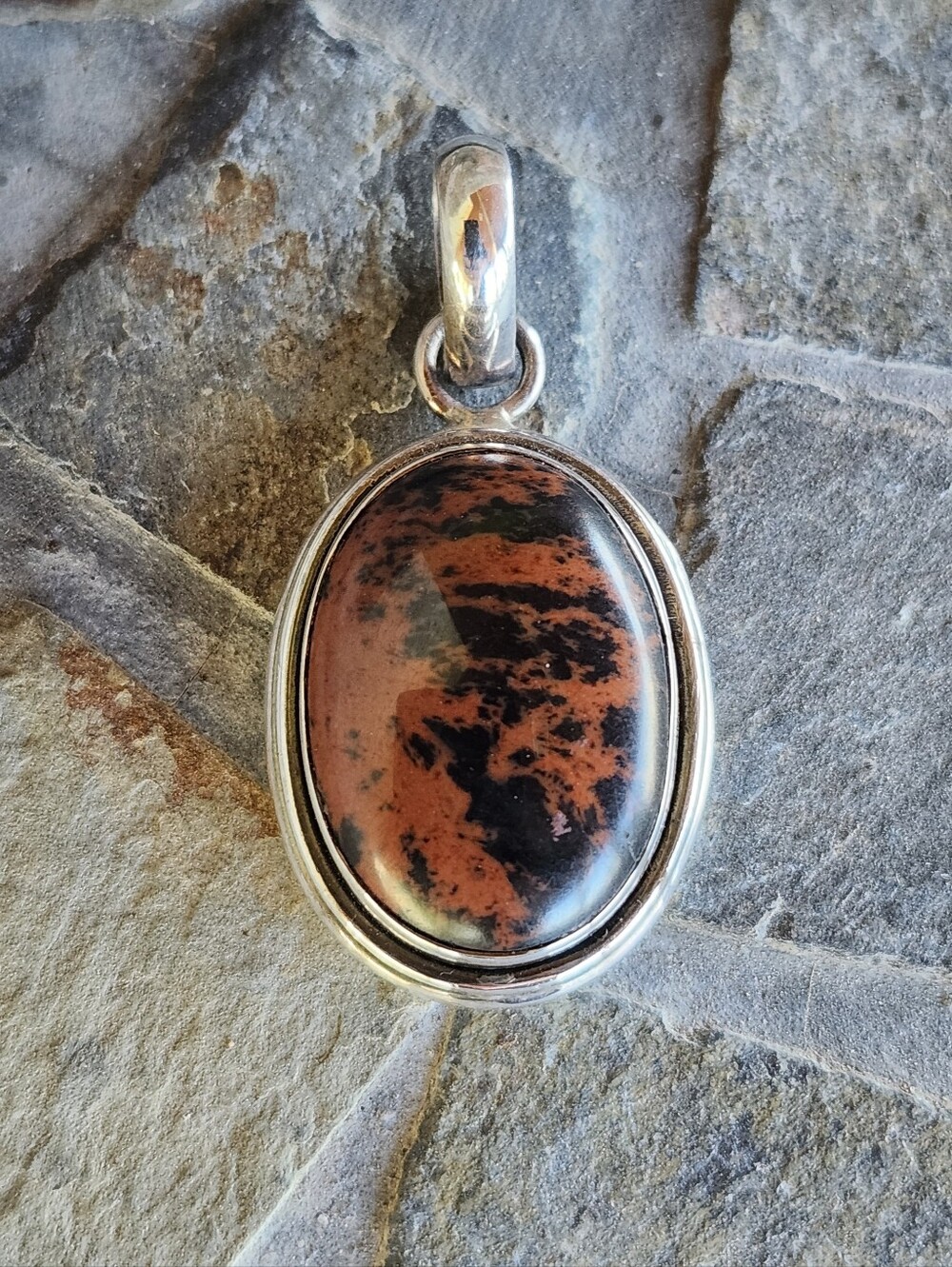 Sterling Silver Mohagany Jasper Pendant